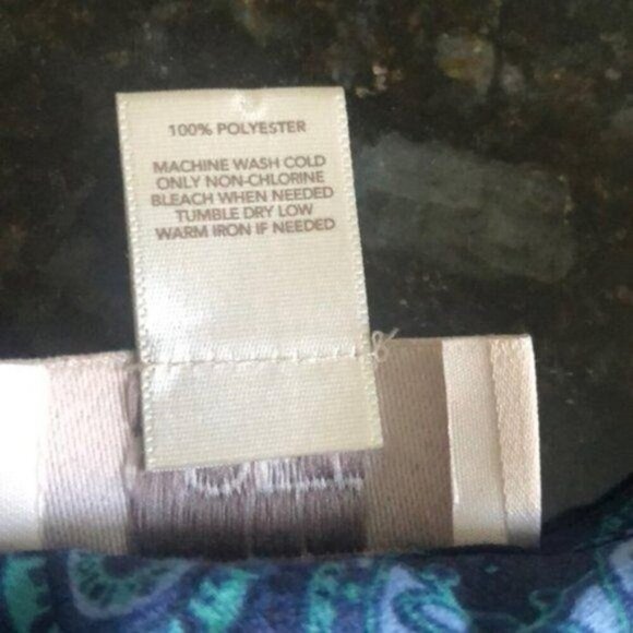 Loft Navy Blue Green Medallion Blouse, 3/4-Sleeves Keyhole Back Women's Size S - Picture 7 of 7